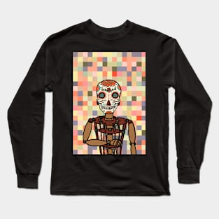 Puppet Master's Pixel Art - Mexican Character with Painted Eyes and Wood Pixel Item Long Sleeve T-Shirt